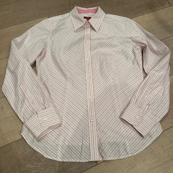 TALBOTS WOMENS PINK LONG SLEEVE BUTTON UP SHIRT SIZE 4 PINK - Picture 2 of 7